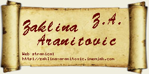 Žaklina Aranitović vizit kartica